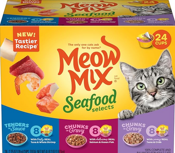 Meow Mix Seafood Selections Wet Cat Food, Variety Pack, 2.75 Ounce Cup (Pack of 24)